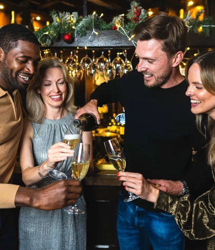 Friends enjoying a festive drink together