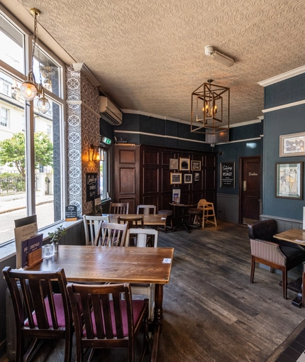 Internal seating area in a pub restaurant