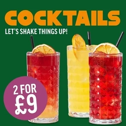 A graphic promoting cocktails at Hungry Horse.