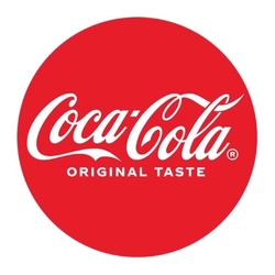 The circular red logo for Coca-Cola, on a white background.