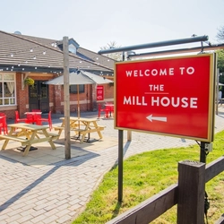 An exterior shot of the beer garden at the Mill House in Stretton.