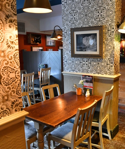 interior of the restaurant and seating area