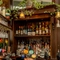 A close up view of the bar and beer taps at The Crown.