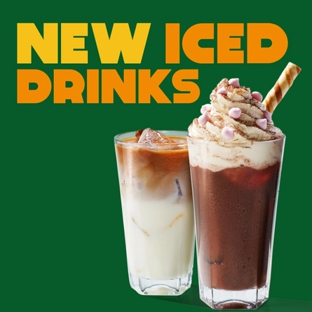 A graphic promoting new iced drinks at Hungry Horse.