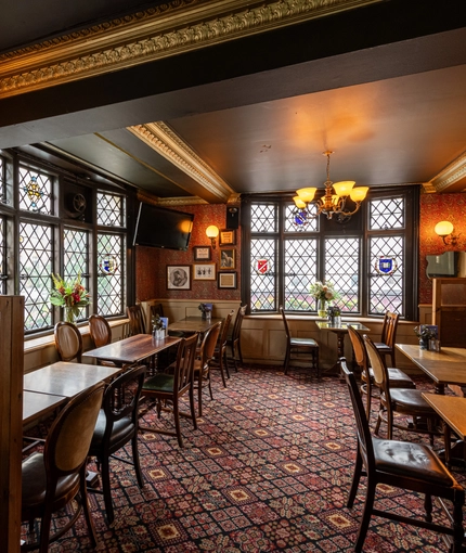 Internal seating area in a pub restaurant