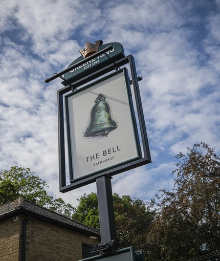 The exterior venue signage at The Bell.