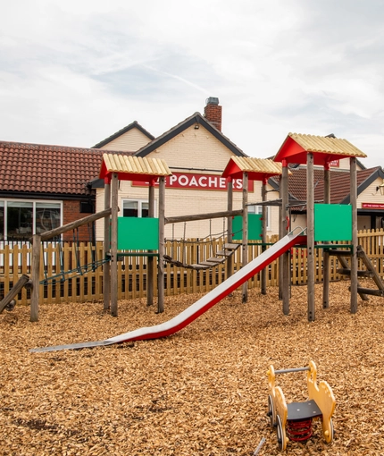 The exterior childrens play area at the Poachers.