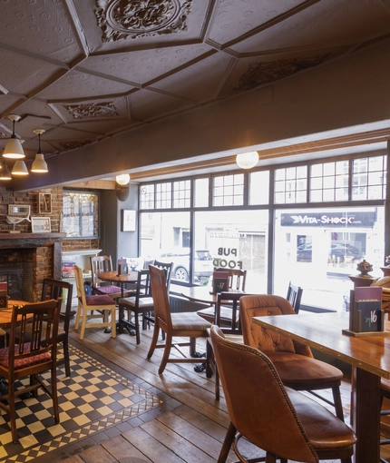Internal seating area in a pub restaurant