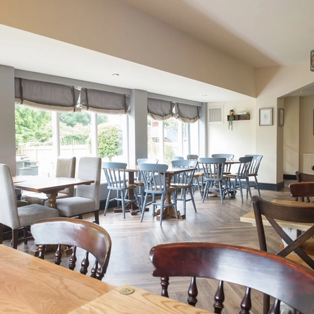 Interior dining area of a pub.