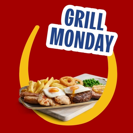 A banner promoting the Grill Monday campaign at Hungry Horse venues.