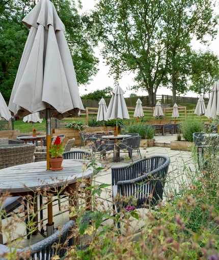 Beer garden outside of a pub