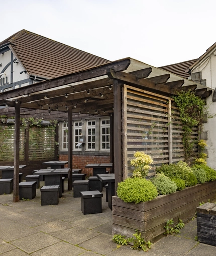 Beer garden outside of a pub