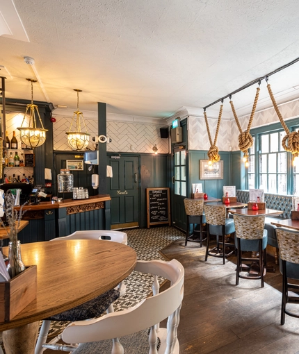 Internal seating area in a pub restaurant