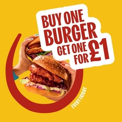 A 768x768 Promo Carousel Mobile Banner advertising Burger Deals Friday at Hungry Horse.