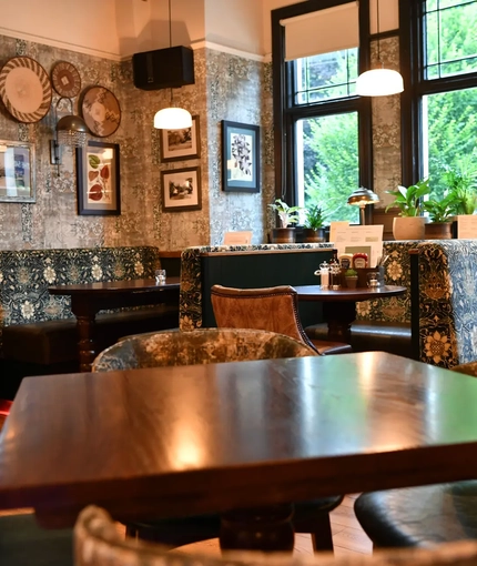 A restaurant area in a pub
