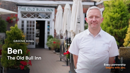 A video front screen showing Ben from The Old Bull Inn.