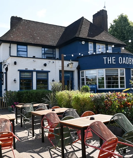 Beer garden outside of a pub
