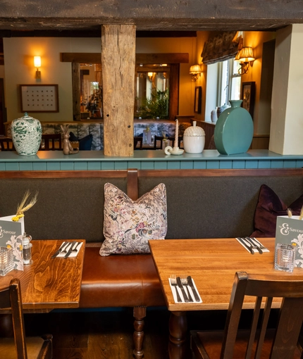 A table in the restaurant of the Wateringbury.