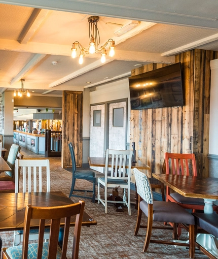 interior of the restaurant and seating area