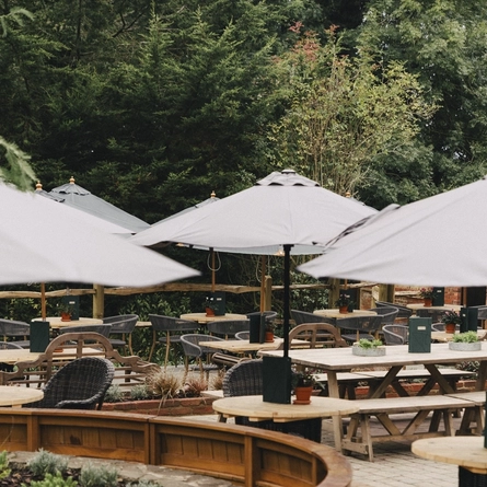 The beer garden at the Crown.