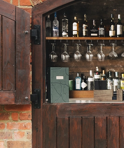 An outdoor bar within brick wall at The Crown, Penn.