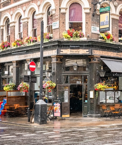 External view of a pub entrance