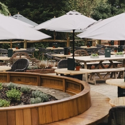 The beer garden at the Crown.