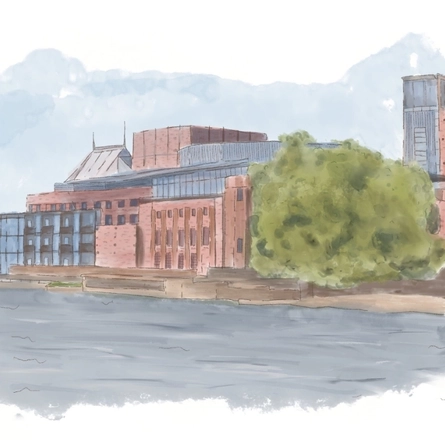 A illustration of Shakespeare's theatre in Stratford Up On Avon.