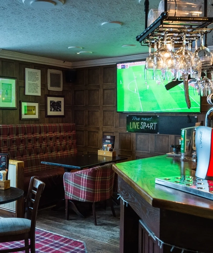 interior seating area and bar