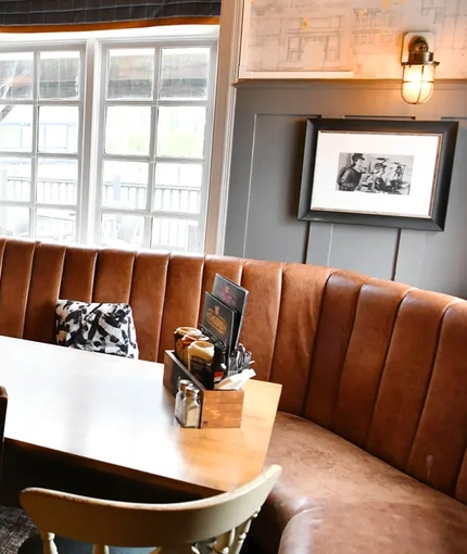 interior seating area and restaurant