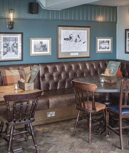 Some tables in the restaurant area of the Rothley Court Hotel.