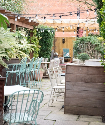 The exterior seating area at the Dirty Duck.