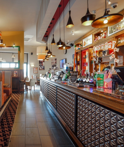 Bar and restaurant area in a pub