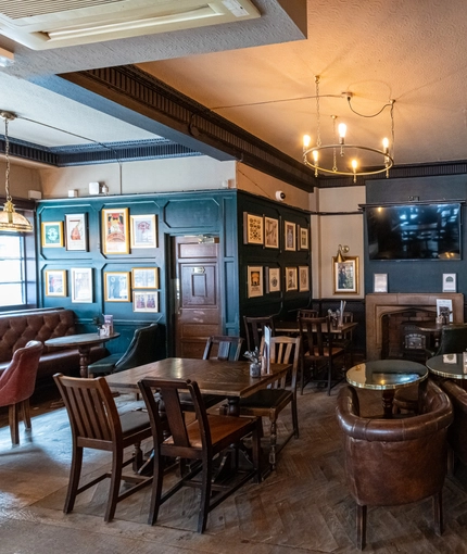 Internal seating area in a pub restaurant