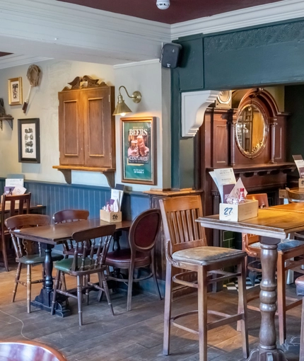 Internal seating area in a pub restaurant