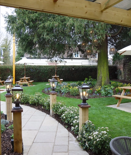 The beer garden of The Red Lion.