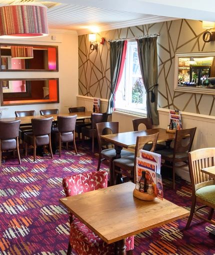 interior of the restaurant and seating area
