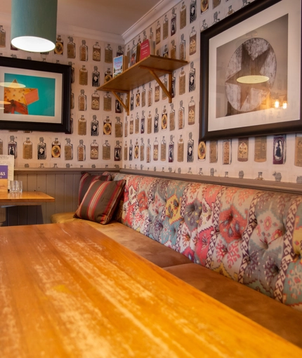 Internal seating area in a pub restaurant