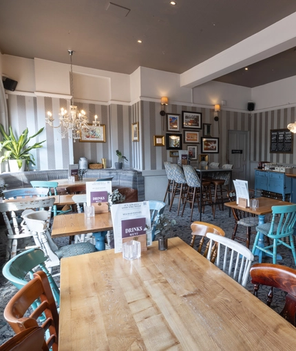 Internal seating area in a pub restaurant