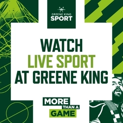 A graphic promoting live sport at Greene King Sport pubs.