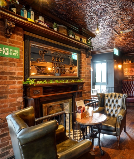 Internal seating area in a pub restaurant