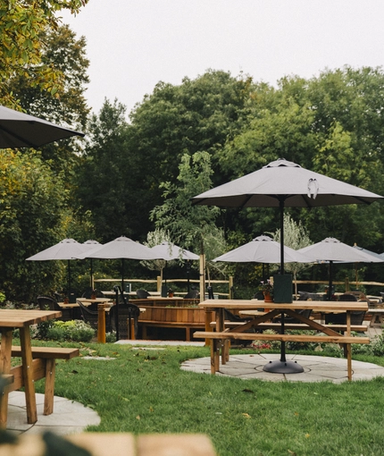 The beer garden at The Crown.