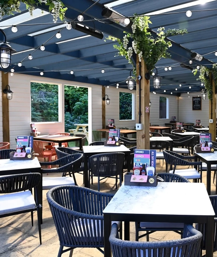 Beer garden outside of a pub