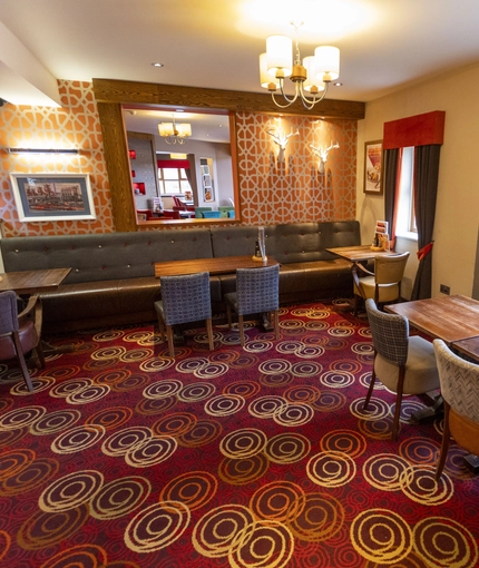 interior of the restaurant with seating area