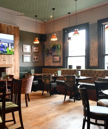 A restaurant area in a pub