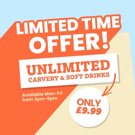 Unlimited Carvery & Soft Drink for £9.99