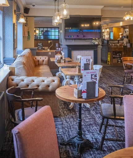 interior of the restaurant and seating area