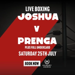 A banner promoting the Joshua vs Prenga fight at selected Greene King venues.