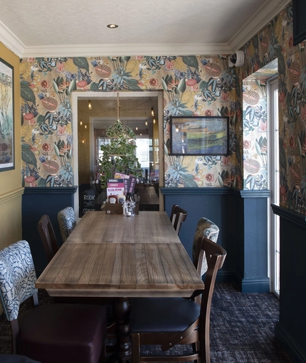 Interior seating and restaurant area.