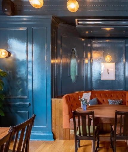 Internal seating area in a pub restaurant